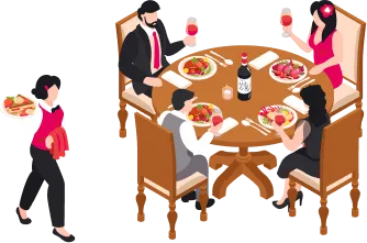 テーブルの人物イラスト