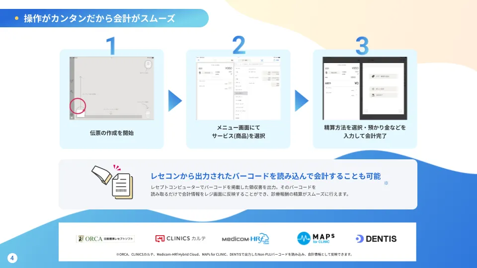 操作がカンタンだから会計がスムーズ