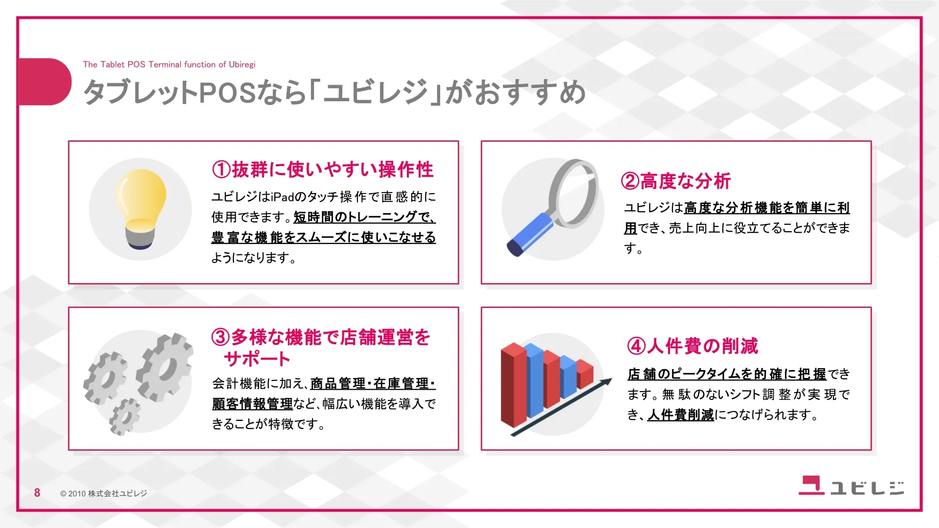 タブレットPOSなら「ユビレジ」がおすすめ