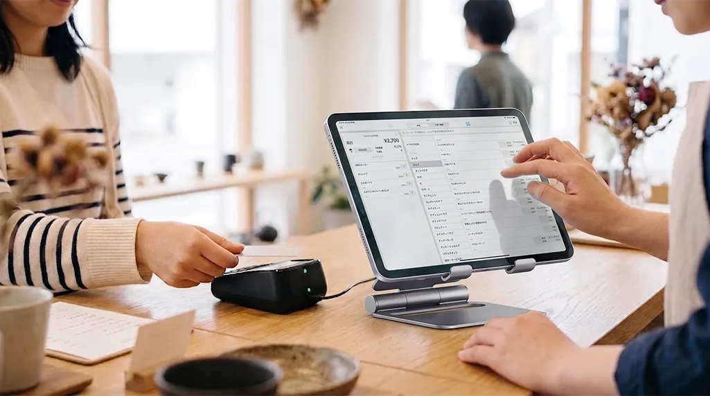 iPad POSレジを操作する様子