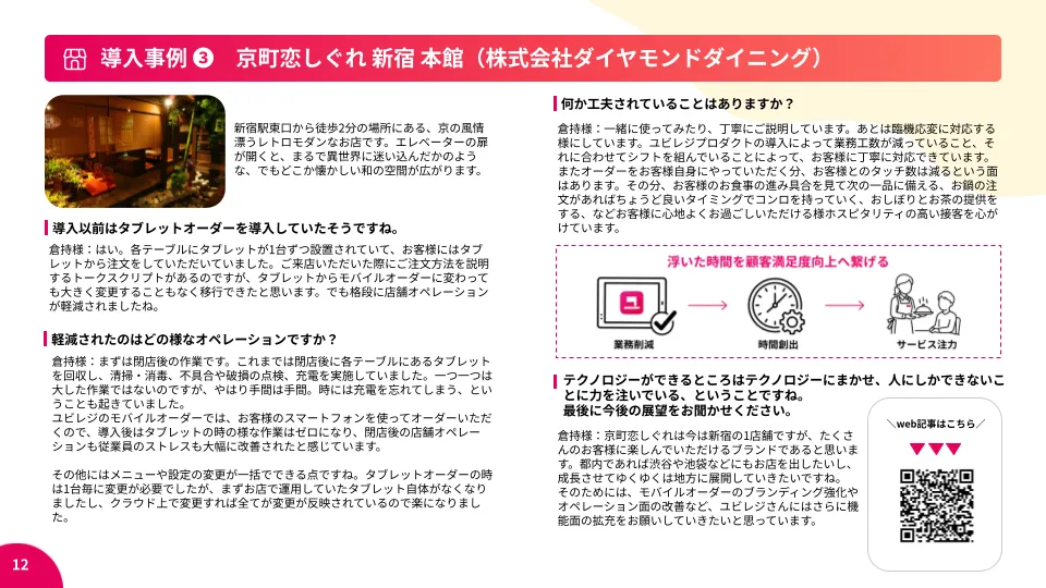導入事例③京町恋しぐれ 新宿 本館（株式会社ダイヤモンドダイニング）様